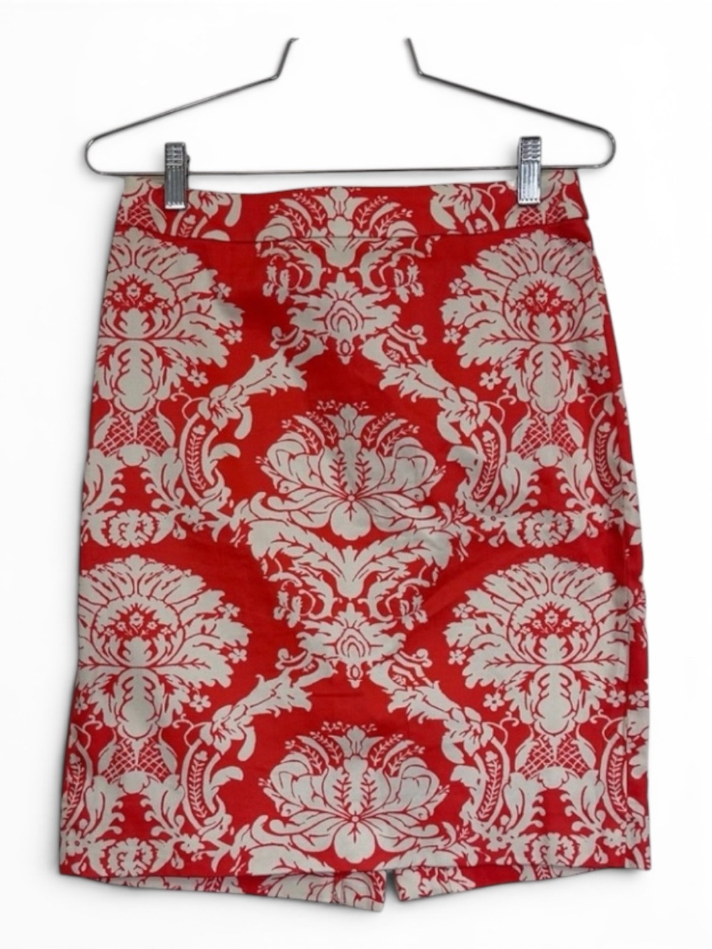 J Crew Factory The Pencil Skirt Paisley Orange White 2